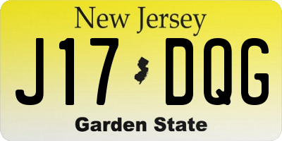 NJ license plate J17DQG