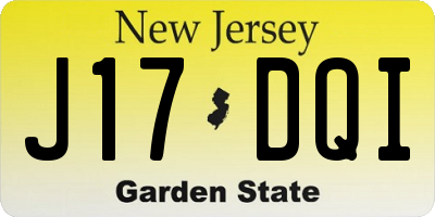 NJ license plate J17DQI