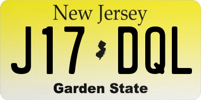 NJ license plate J17DQL