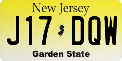 NJ license plate J17DQW