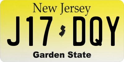 NJ license plate J17DQY