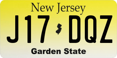 NJ license plate J17DQZ