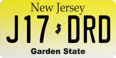 NJ license plate J17DRD