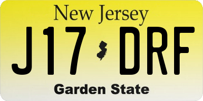 NJ license plate J17DRF