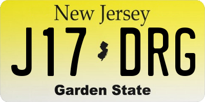 NJ license plate J17DRG