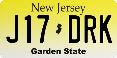NJ license plate J17DRK