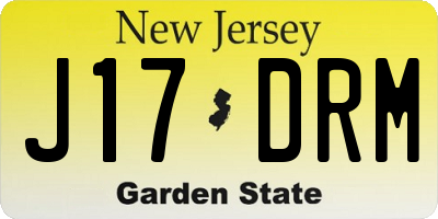 NJ license plate J17DRM
