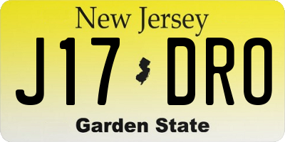 NJ license plate J17DRO