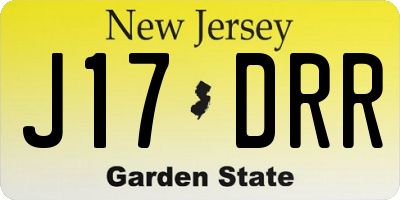 NJ license plate J17DRR
