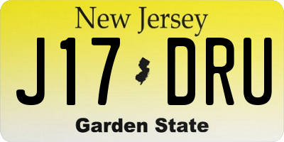 NJ license plate J17DRU