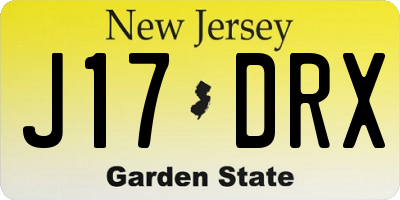 NJ license plate J17DRX