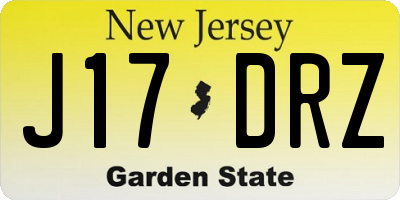 NJ license plate J17DRZ