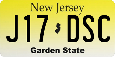 NJ license plate J17DSC