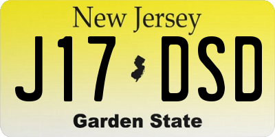 NJ license plate J17DSD
