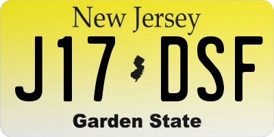 NJ license plate J17DSF