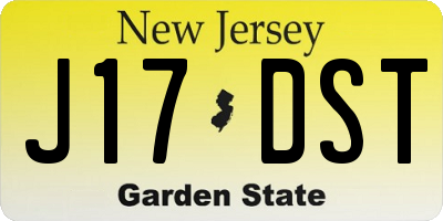 NJ license plate J17DST