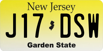 NJ license plate J17DSW