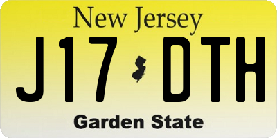 NJ license plate J17DTH
