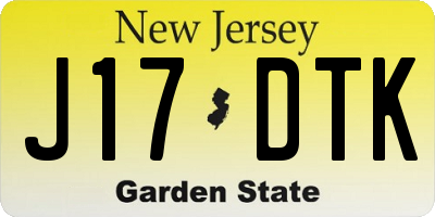 NJ license plate J17DTK