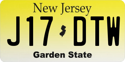 NJ license plate J17DTW