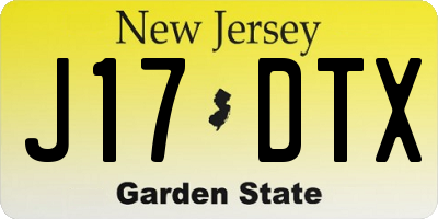 NJ license plate J17DTX