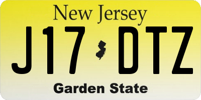 NJ license plate J17DTZ