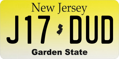 NJ license plate J17DUD