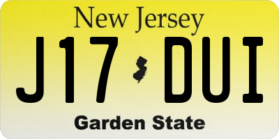 NJ license plate J17DUI
