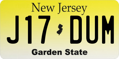 NJ license plate J17DUM