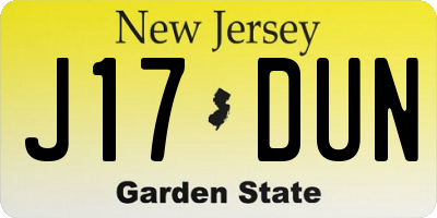 NJ license plate J17DUN
