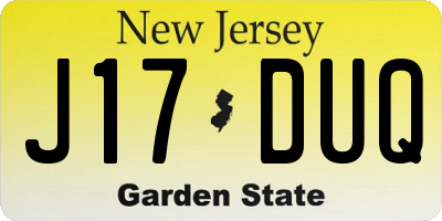 NJ license plate J17DUQ