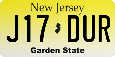 NJ license plate J17DUR