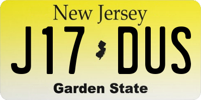 NJ license plate J17DUS