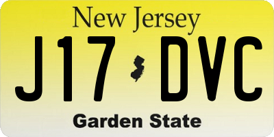 NJ license plate J17DVC