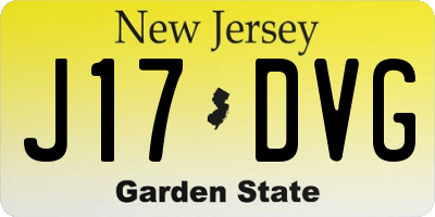 NJ license plate J17DVG