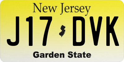 NJ license plate J17DVK
