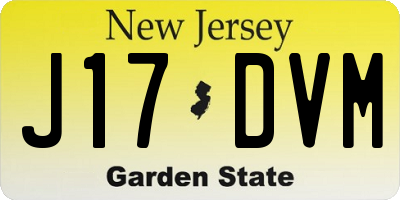 NJ license plate J17DVM