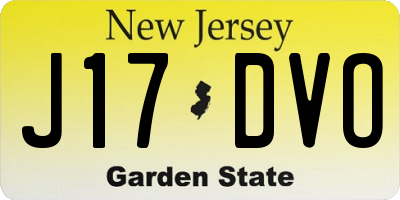 NJ license plate J17DVO