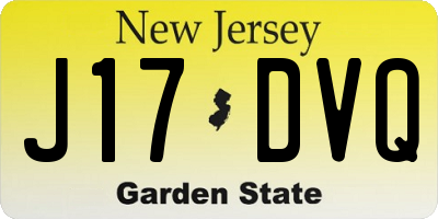 NJ license plate J17DVQ