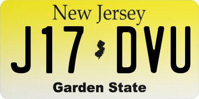 NJ license plate J17DVU