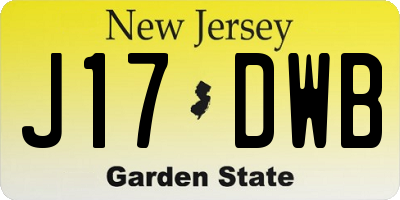 NJ license plate J17DWB