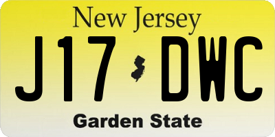 NJ license plate J17DWC