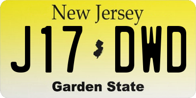 NJ license plate J17DWD