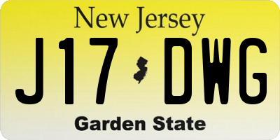 NJ license plate J17DWG
