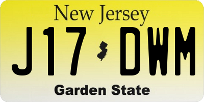 NJ license plate J17DWM