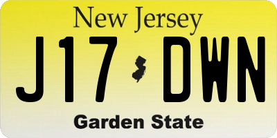 NJ license plate J17DWN
