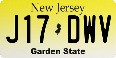 NJ license plate J17DWV