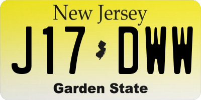 NJ license plate J17DWW