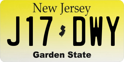 NJ license plate J17DWY