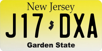 NJ license plate J17DXA